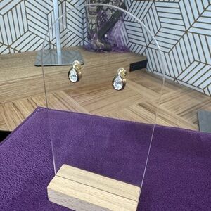 14kt Gold and White Diamond Quality CZ Teardrop Earrings